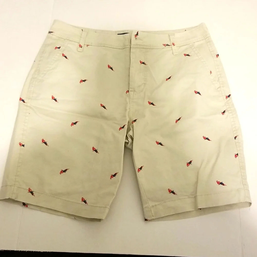 Aeropostale Size 31 Parrot Bermuda Short Khaki Tropical Bird Hawaiian - Picture 1 of 6